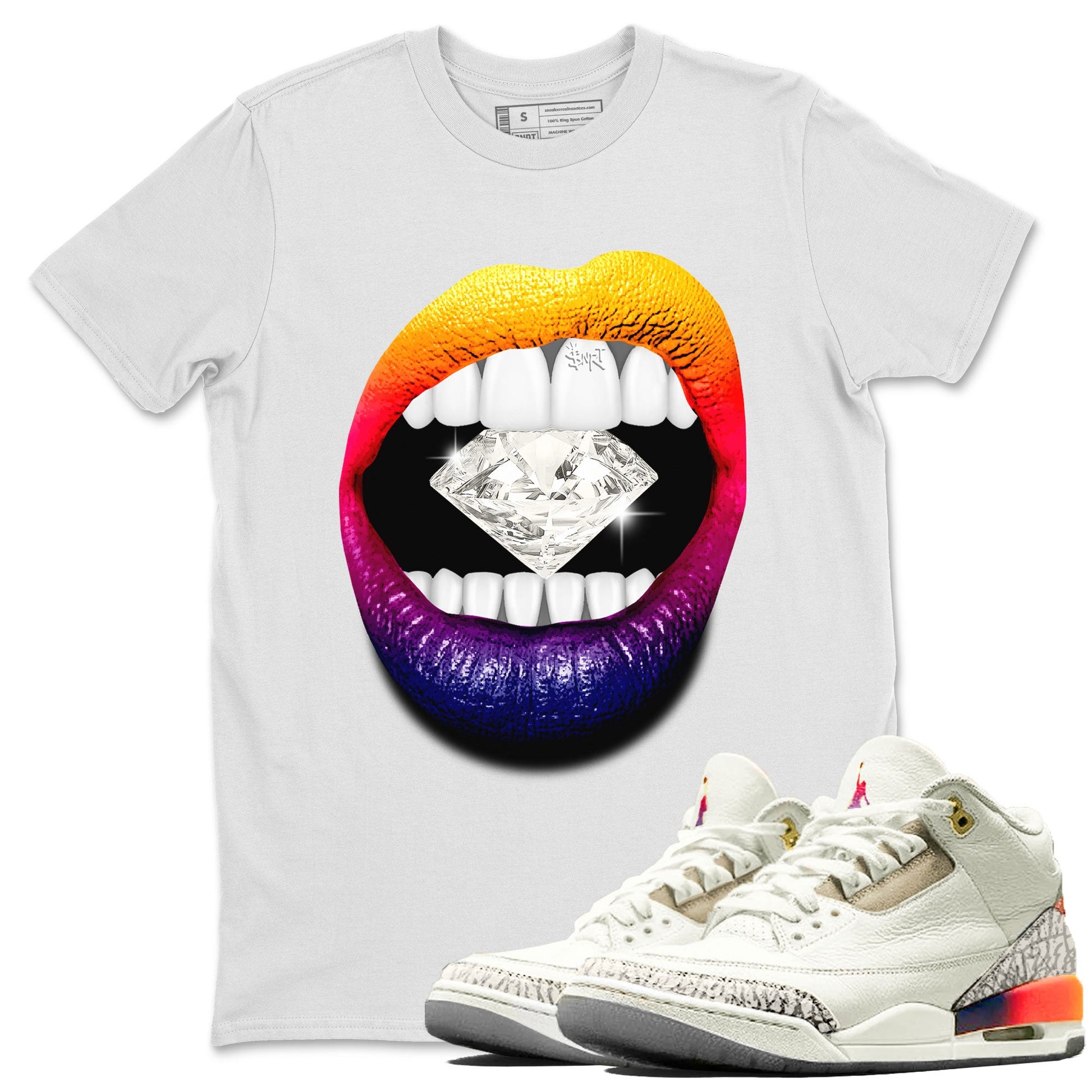 Air Jordan 3 X J Balvin shirt to match jordans Lips Diamond sneaker tees Air Jordan 3 X J Balvin SNRT Sneaker Release Tees LGBT Pride T-Shirt Unisex White 1 T-Shirt