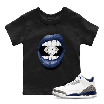 Air Jordan 3 Midnight Navy shirt to match jordans Lips Diamond sneaker tees 3s Midnight Navy SNRT Sneaker T Shirt  baby toddler Black 1 cotton Shirt