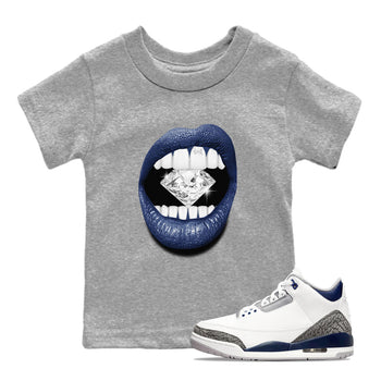 Air Jordan 3 Midnight Navy shirt to match jordans Lips Diamond sneaker tees 3s Midnight Navy SNRT Sneaker T Shirt  baby toddler Heather Grey 1 cotton Shirt