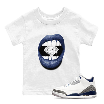 Air Jordan 3 Midnight Navy shirt to match jordans Lips Diamond sneaker tees 3s Midnight Navy SNRT Sneaker T Shirt  baby toddler White 1 cotton Shirt