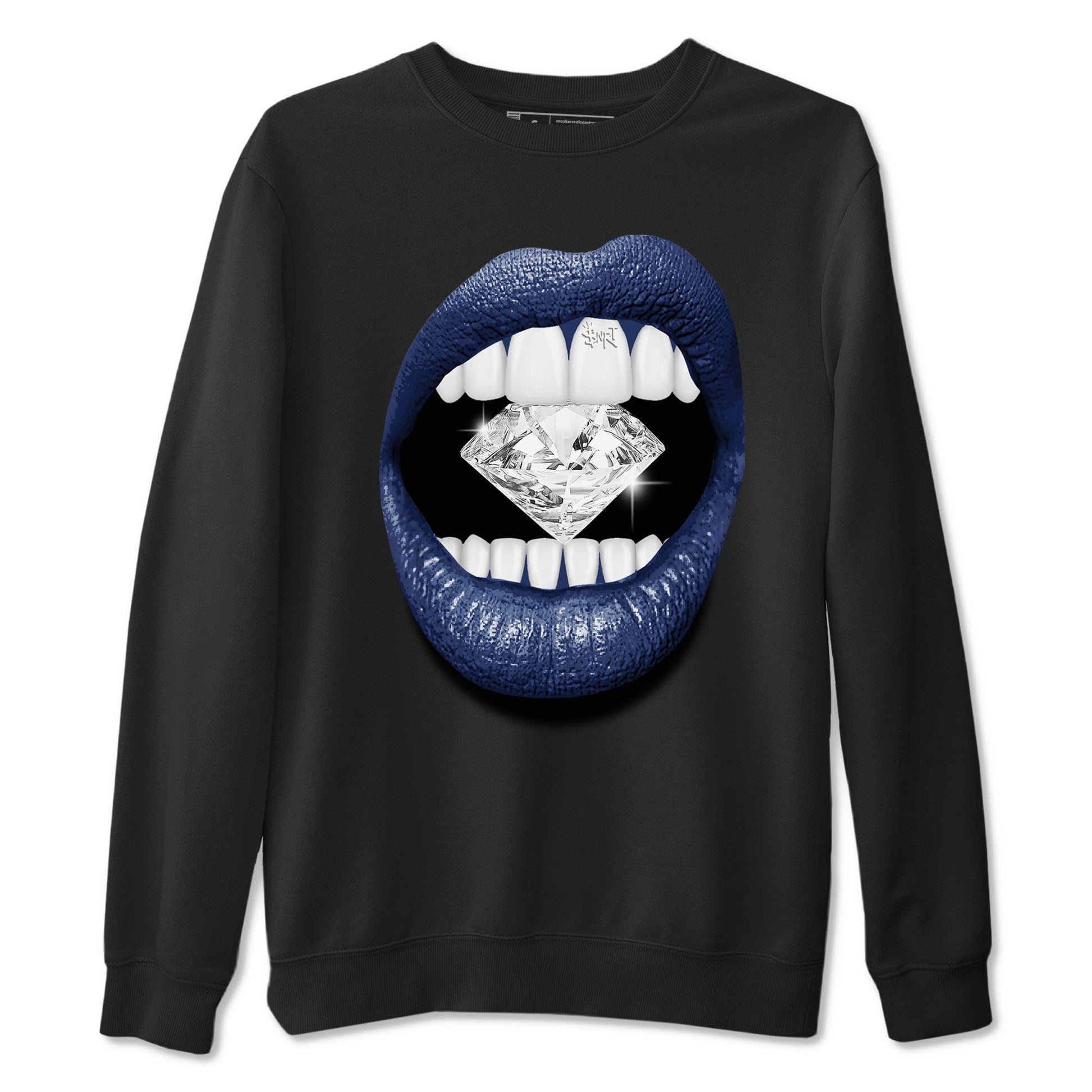 Air Jordan 3 Midnight Navy shirt to match jordans Lips Diamond sneaker tees 3s Midnight Navy SNRT Sneaker T Shirt  unisex cotton Black 2 crew neck shirt