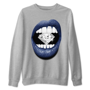Air Jordan 3 Midnight Navy shirt to match jordans Lips Diamond sneaker tees 3s Midnight Navy SNRT Sneaker T Shirt  unisex cotton Heather Grey 2 crew neck shirt