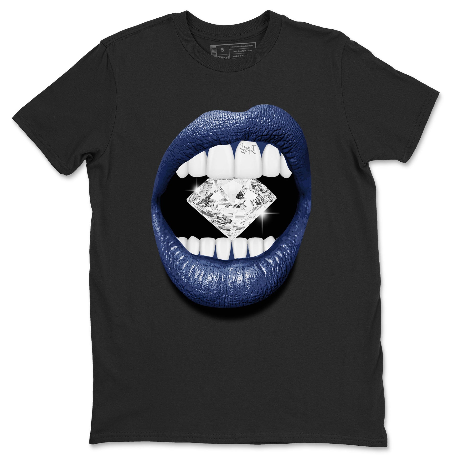 Air Jordan 3 Midnight Navy shirt to match jordans Lips Diamond sneaker tees 3s Midnight Navy SNRT Sneaker T Shirt  unisex cotton Black 2 crew neck shirt