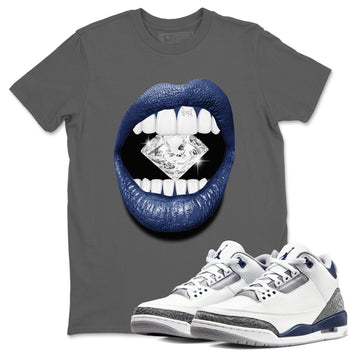 Air Jordan 3 Midnight Navy shirt to match jordans Lips Diamond sneaker tees 3s Midnight Navy SNRT Sneaker T Shirt  unisex cotton Cool Grey 1 crew neck shirt