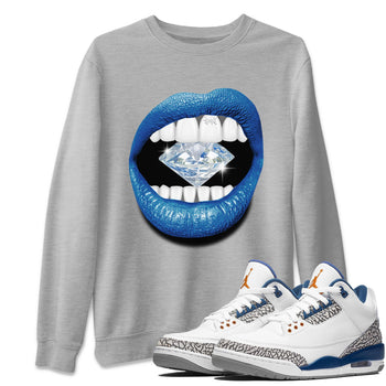 Air Jordan 3 Wizards Sneaker Match Tees Lips Diamond Sneaker Tees Air Jordan 3 Retro Wizards Tees Unisex Shirts Heather Grey 1