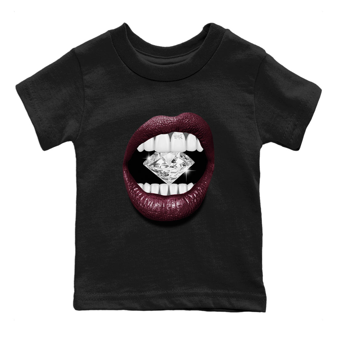 Air Jordan 5 Burgundy Sneaker Match Tees Lips Diamond Sneaker Tees Jordan 5 Burgundy Sneaker Release Tees Matching Outfits Kids Shirts Black 2