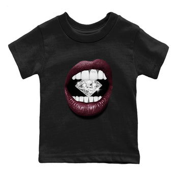 Air Jordan 5 Burgundy Sneaker Match Tees Lips Diamond Sneaker Tees Jordan 5 Burgundy Sneaker Release Tees Matching Outfits Kids Shirts Black 2