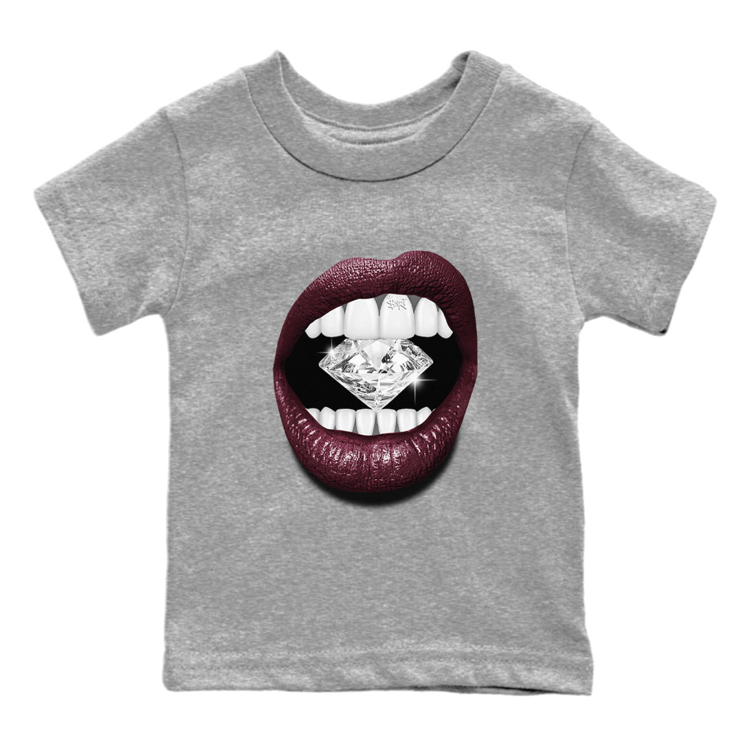 Air Jordan 5 Burgundy Sneaker Match Tees Lips Diamond Sneaker Tees Jordan 5 Burgundy Sneaker Release Tees Matching Outfits Kids Shirts Heather Grey 2