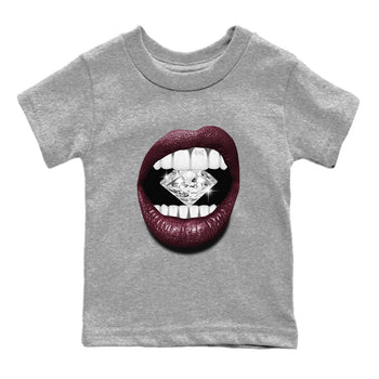 Air Jordan 5 Burgundy Sneaker Match Tees Lips Diamond Sneaker Tees Jordan 5 Burgundy Sneaker Release Tees Matching Outfits Kids Shirts Heather Grey 2
