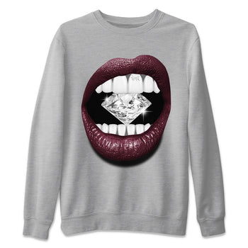 Air Jordan 5 Burgundy Sneaker Match Tees Lips Diamond Sneaker Tees Jordan 5 Burgundy Sneaker Release Tees Matching Outfits Unisex Shirts Heather Grey 2