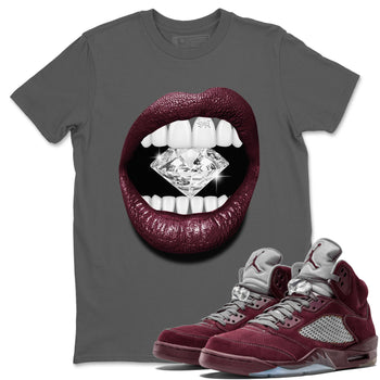 Air Jordan 5 Burgundy Sneaker Match Tees Lips Diamond Sneaker Tees Jordan 5 Burgundy Sneaker Release Tees Matching Outfits Unisex Shirts Cool Grey 1