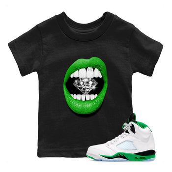 Air Jordan 5 Lucky Green Shirt To Match Jordans Lips Diamond Streetwear Fashion 5s Lucky Green SNRT sneaker release tees baby toddler Black 1 cotton Shirt