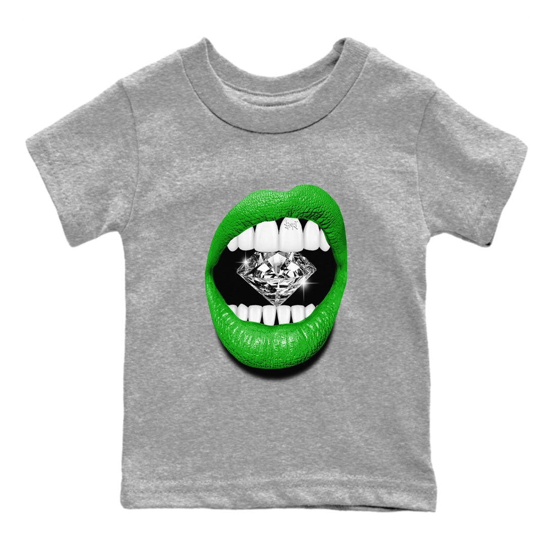 Air Jordan 5 Lucky Green Shirt To Match Jordans Lips Diamond Streetwear Fashion 5s Lucky Green SNRT sneaker release tees baby toddler Heather Grey 2 cotton Shirt