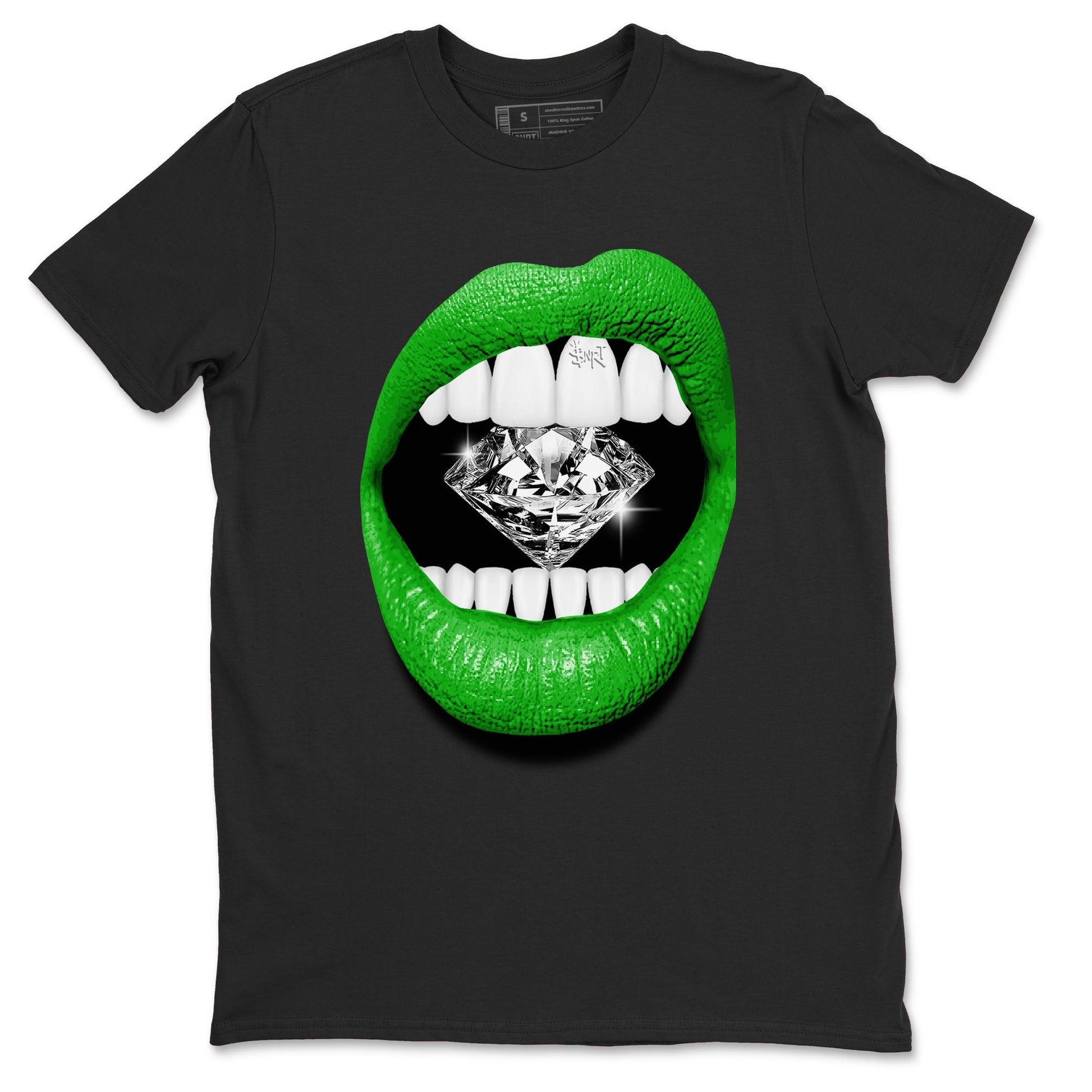 Air Jordan 5 Lucky Green Shirt To Match Jordans Lips Diamond Streetwear Fashion 5s Lucky Green SNRT Sneaker Release Tees unisex cotton Black 2 crew neck shirt
