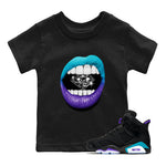 6s Aqua Sneaker Match Tees Lips Diamond Sneaker Tees Air Jordan 6 Aqua SNRT Sneaker Release Tees Kids Shirts Black 1