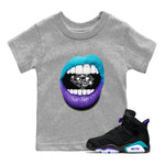 6s Aqua Sneaker Match Tees Lips Diamond Sneaker Tees Air Jordan 6 Aqua SNRT Sneaker Release Tees Kids Shirts Heather Grey 1