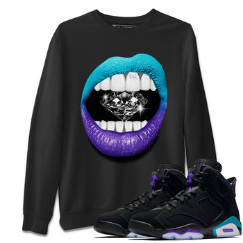 6s Aqua Sneaker Match Tees Lips Diamond Sneaker Tees Air Jordan 6 Aqua SNRT Sneaker Release Tees Unisex Shirts Black 1