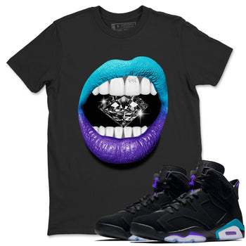 6s Aqua Sneaker Match Tees Lips Diamond Sneaker Tees Air Jordan 6 Aqua SNRT Sneaker Release Tees Unisex Shirts Black 1