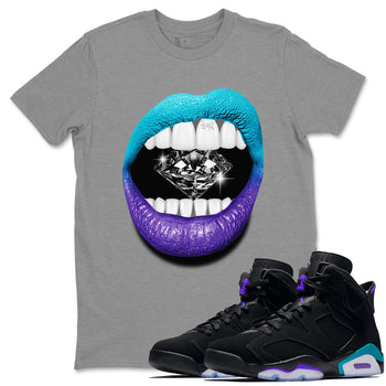 6s Aqua Sneaker Match Tees Lips Diamond Sneaker Tees Air Jordan 6 Aqua SNRT Sneaker Release Tees Unisex Shirts Heather Grey 1