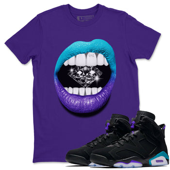 6s Aqua Sneaker Match Tees Lips Diamond Sneaker Tees Air Jordan 6 Aqua SNRT Sneaker Release Tees Unisex Shirts Purple 1