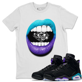 6s Aqua Sneaker Match Tees Lips Diamond Sneaker Tees Air Jordan 6 Aqua SNRT Sneaker Release Tees Unisex Shirts White 1