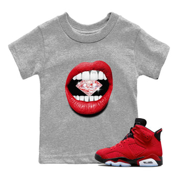Air Jordan 6 Toro Bravo Sneaker Match Tees Lips Diamond Sneaker Tees Air Jordan 6 Toro Tees Kids Shirts Heather Grey 1