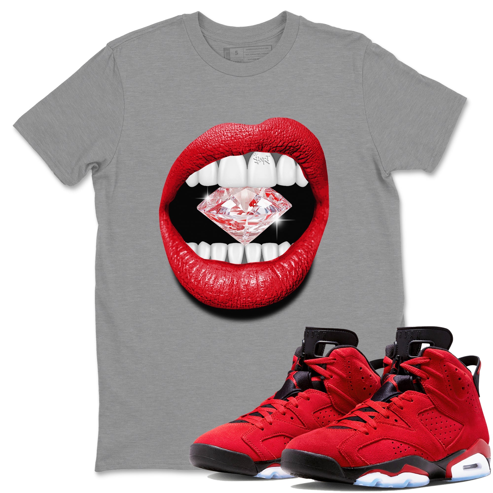 Air Jordan 6 Toro Bravo Sneaker Match Tees Lips Diamond Sneaker Tees Air Jordan 6 Toro Tees Unisex Shirts Heather Grey 1