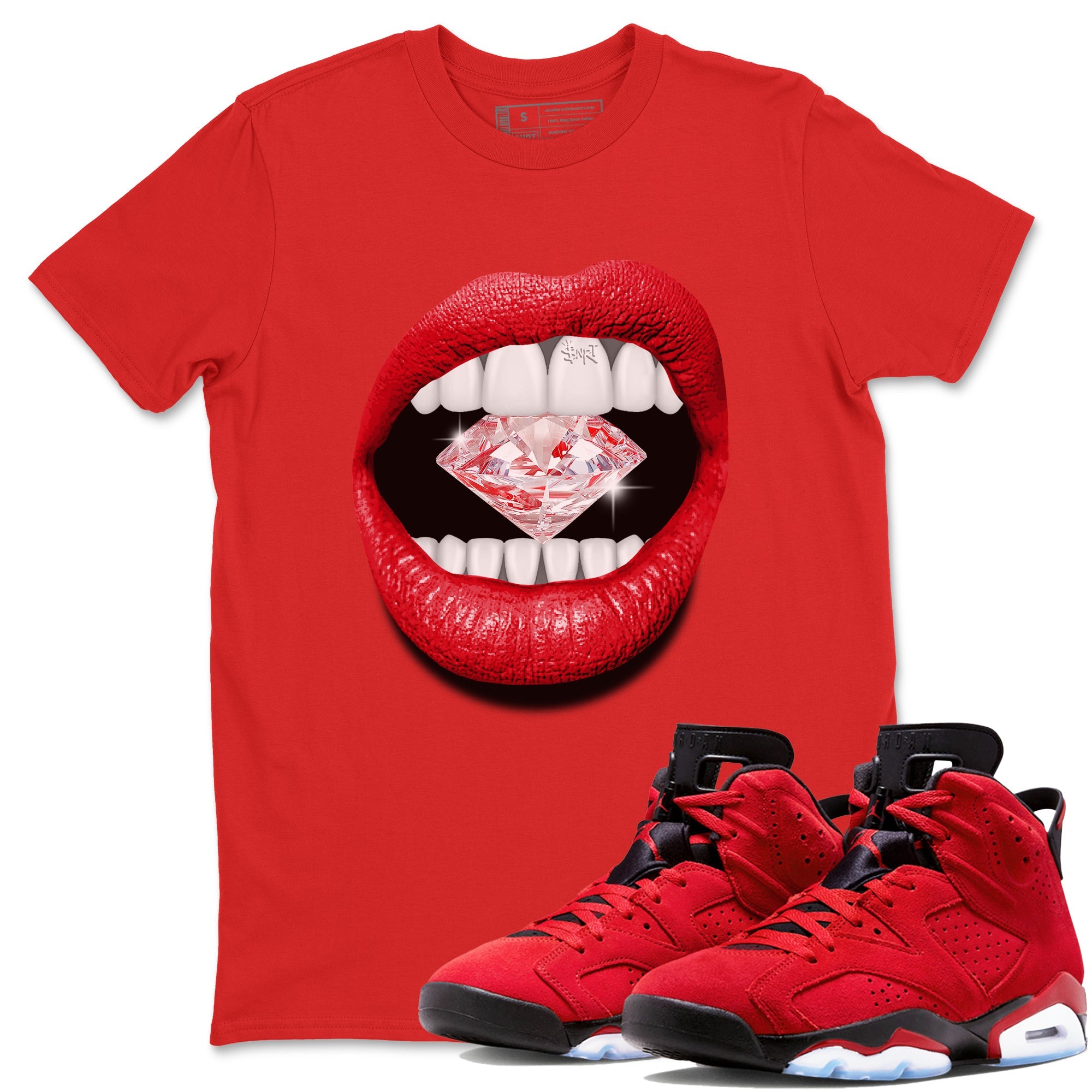 Air Jordan 6 Toro Bravo Sneaker Match Tees Lips Diamond Sneaker Tees Air Jordan 6 Toro Tees Unisex Shirts Red 1