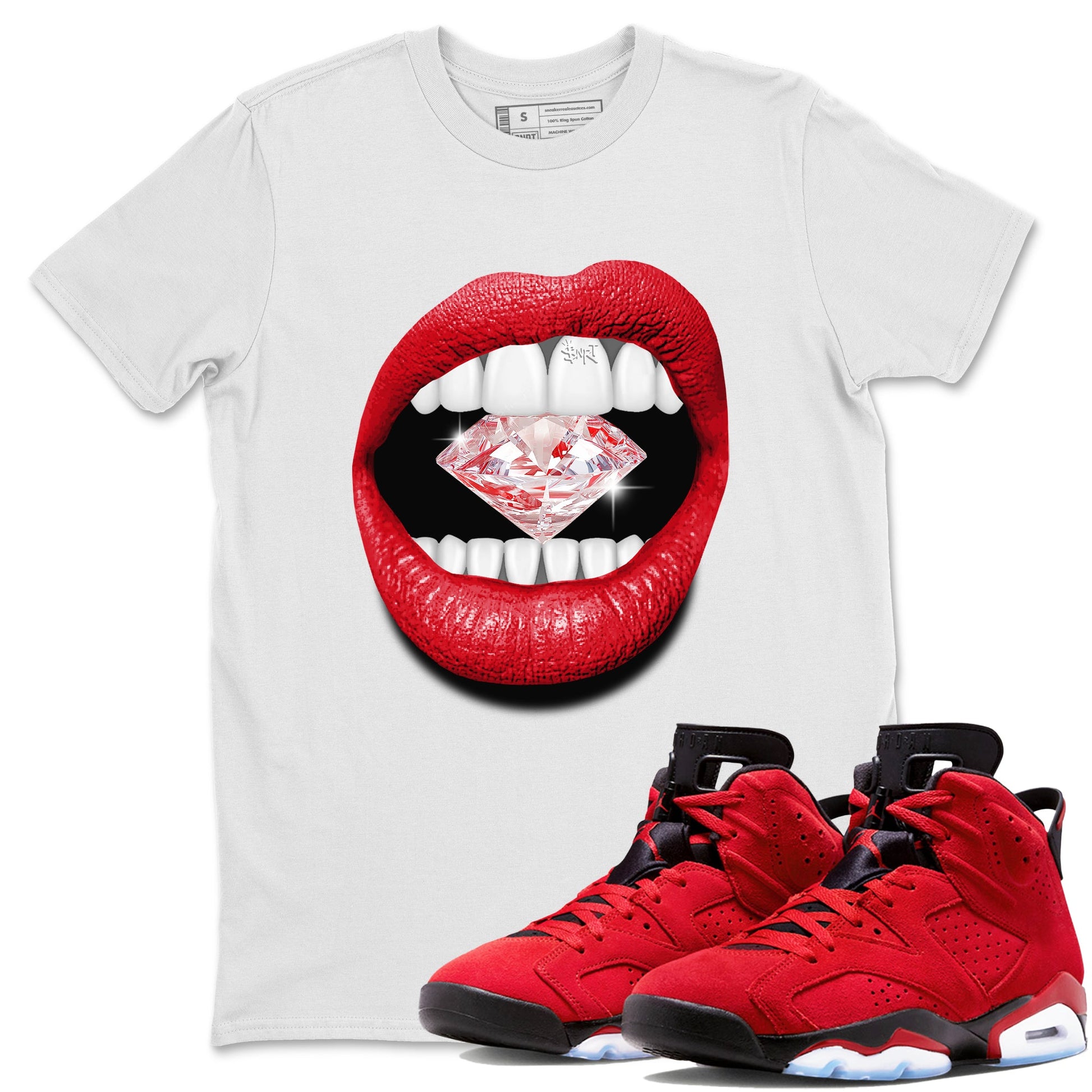 Air Jordan 6 Toro Bravo Sneaker Match Tees Lips Diamond Sneaker Tees Air Jordan 6 Toro Tees Unisex Shirts White 1