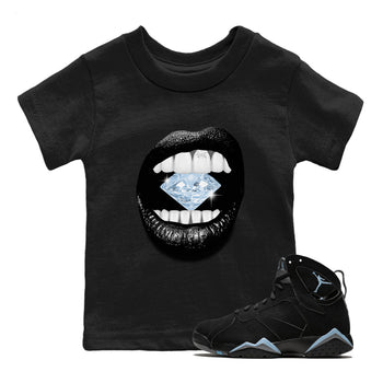Air Jordan 7 Chambray Sneaker Match Tees Lips Diamond Sneaker Tees Jordan 7 Chambray Sneaker Release Tees Kids Shirts Black 1