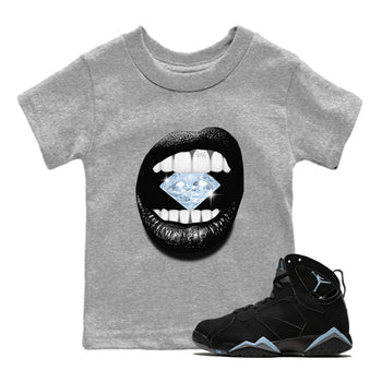 Air Jordan 7 Chambray Sneaker Match Tees Lips Diamond Sneaker Tees Jordan 7 Chambray Sneaker Release Tees Kids Shirts Heather Grey 1