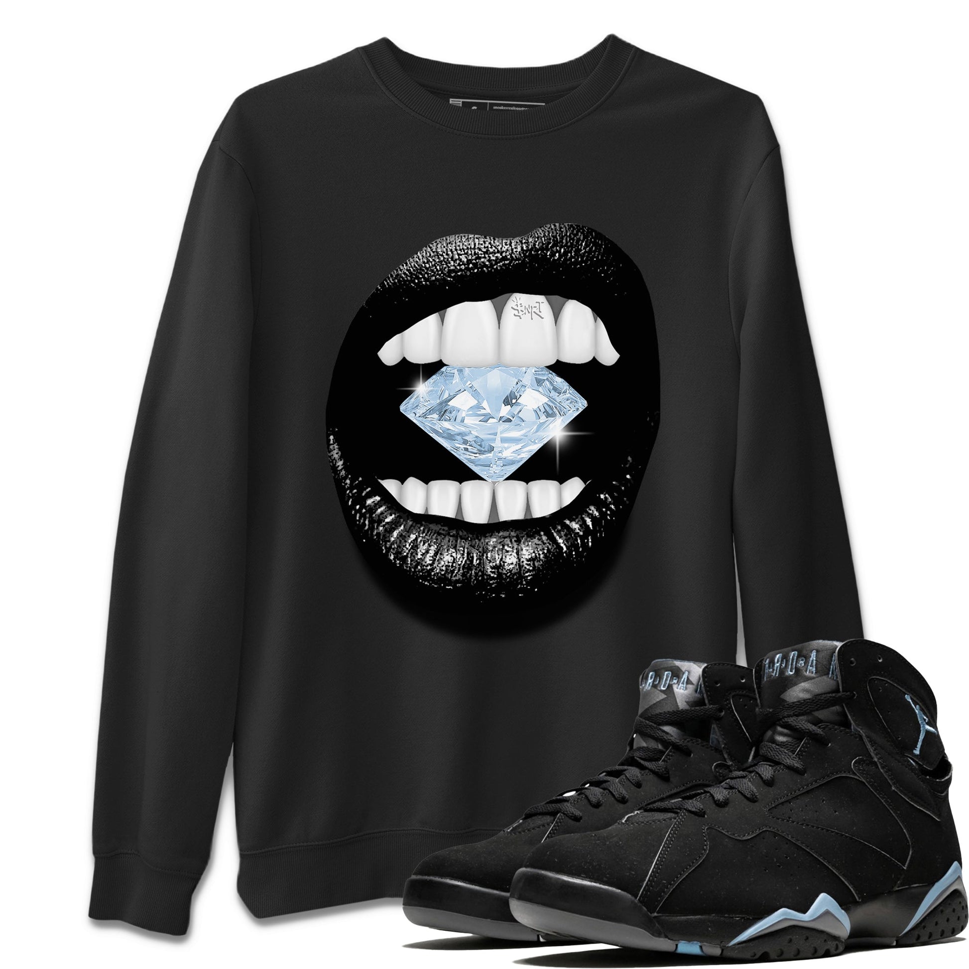 Air Jordan 7 Chambray Sneaker Match Tees Lips Diamond Sneaker Tees Jordan 7 Chambray Sneaker Release Tees Unisex Shirts Black 1