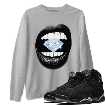 Air Jordan 7 Chambray Sneaker Match Tees Lips Diamond Sneaker Tees Jordan 7 Chambray Sneaker Release Tees Unisex Shirts Heather Grey 1