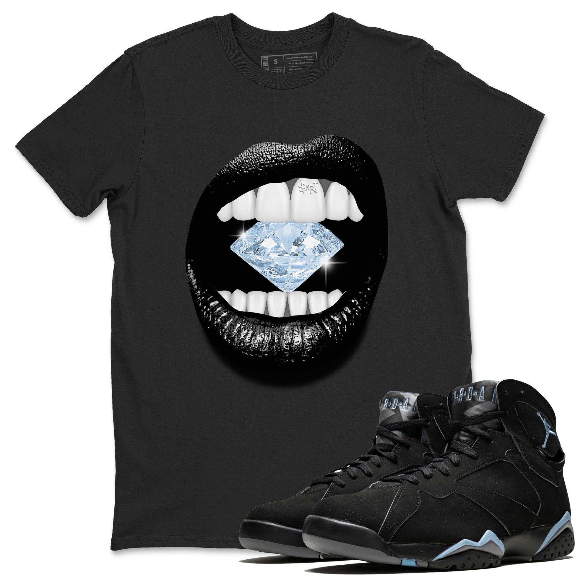Air Jordan 7 Chambray Sneaker Match Tees Lips Diamond Sneaker Tees Jordan 7 Chambray Sneaker Release Tees Unisex Shirts Black 1