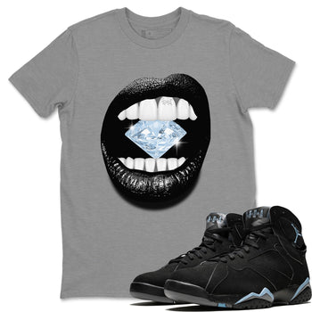 Air Jordan 7 Chambray Sneaker Match Tees Lips Diamond Sneaker Tees Jordan 7 Chambray Sneaker Release Tees Unisex Shirts Heather Grey 1