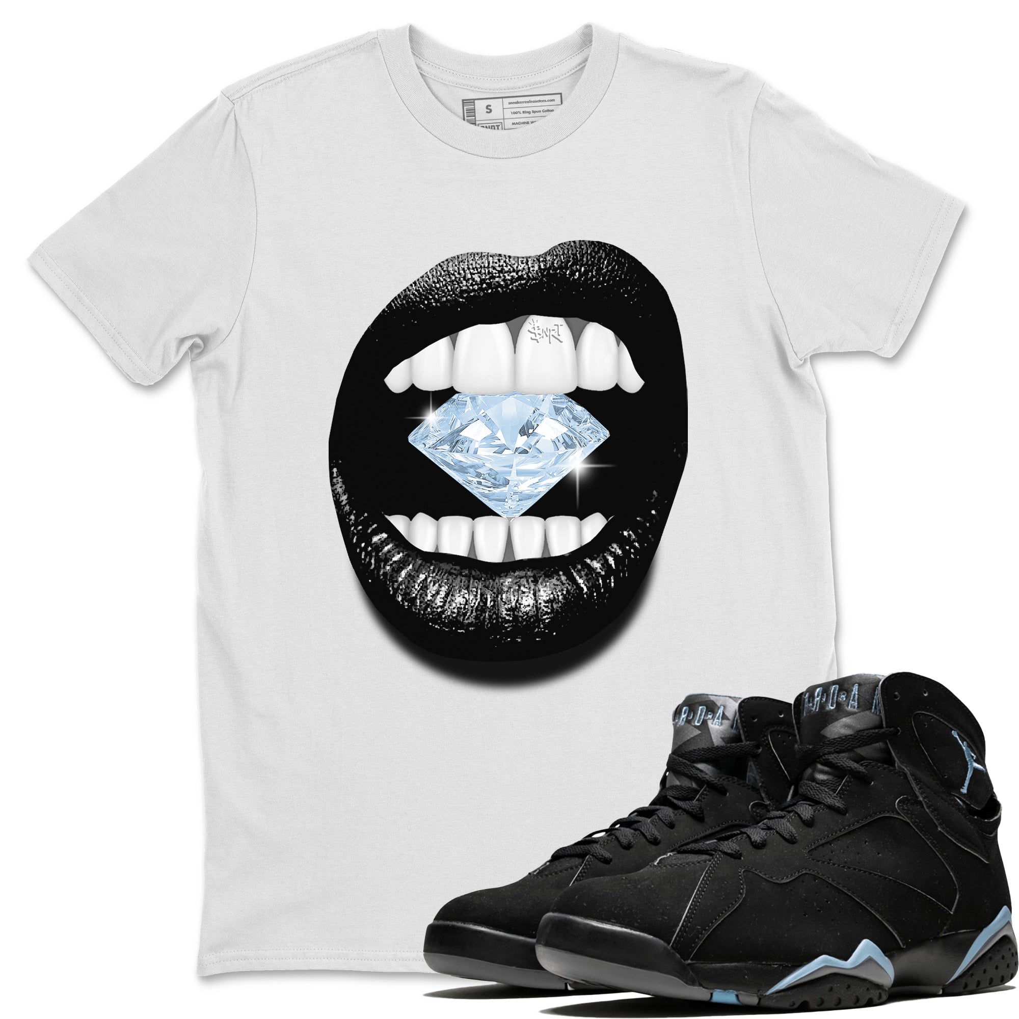 Air Jordan 7 Chambray Sneaker Match Tees Lips Diamond Sneaker Tees Jordan 7 Chambray Sneaker Release Tees Unisex Shirts White 1