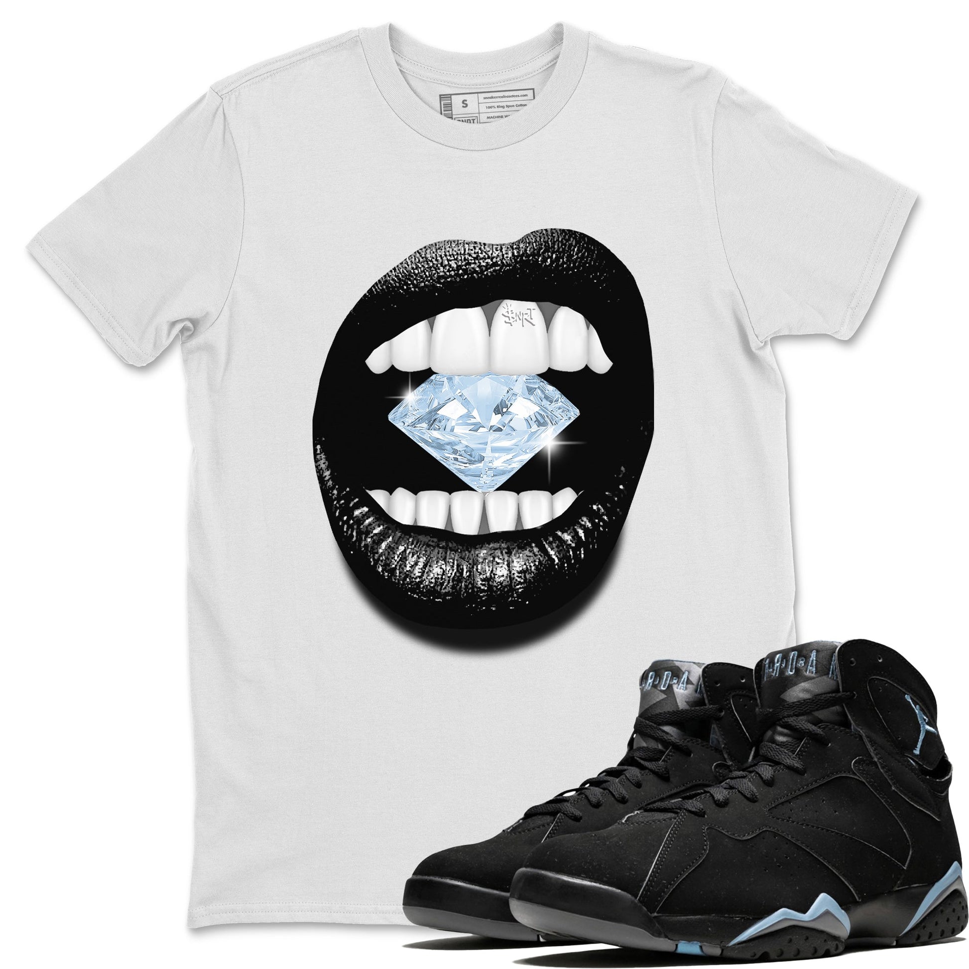 Air Jordan 7 Chambray Sneaker Match Tees Lips Diamond Sneaker Tees Jordan 7 Chambray Sneaker Release Tees Unisex Shirts White 1