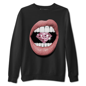 Dunk Valentines Day tees to match jordans Lips Diamond sneaker tees Dunk Valentines Day 2024 SNRT Sneaker Tees Unisex Sneaker Matching Clothes Black 2 T-Shirt