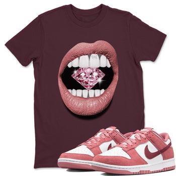 Dunk Valentines Day tees to match jordans Lips Diamond sneaker tees Dunk Valentines Day 2024 SNRT Sneaker Tees Unisex Sneaker Matching Clothes Maroon 1 T-Shirt