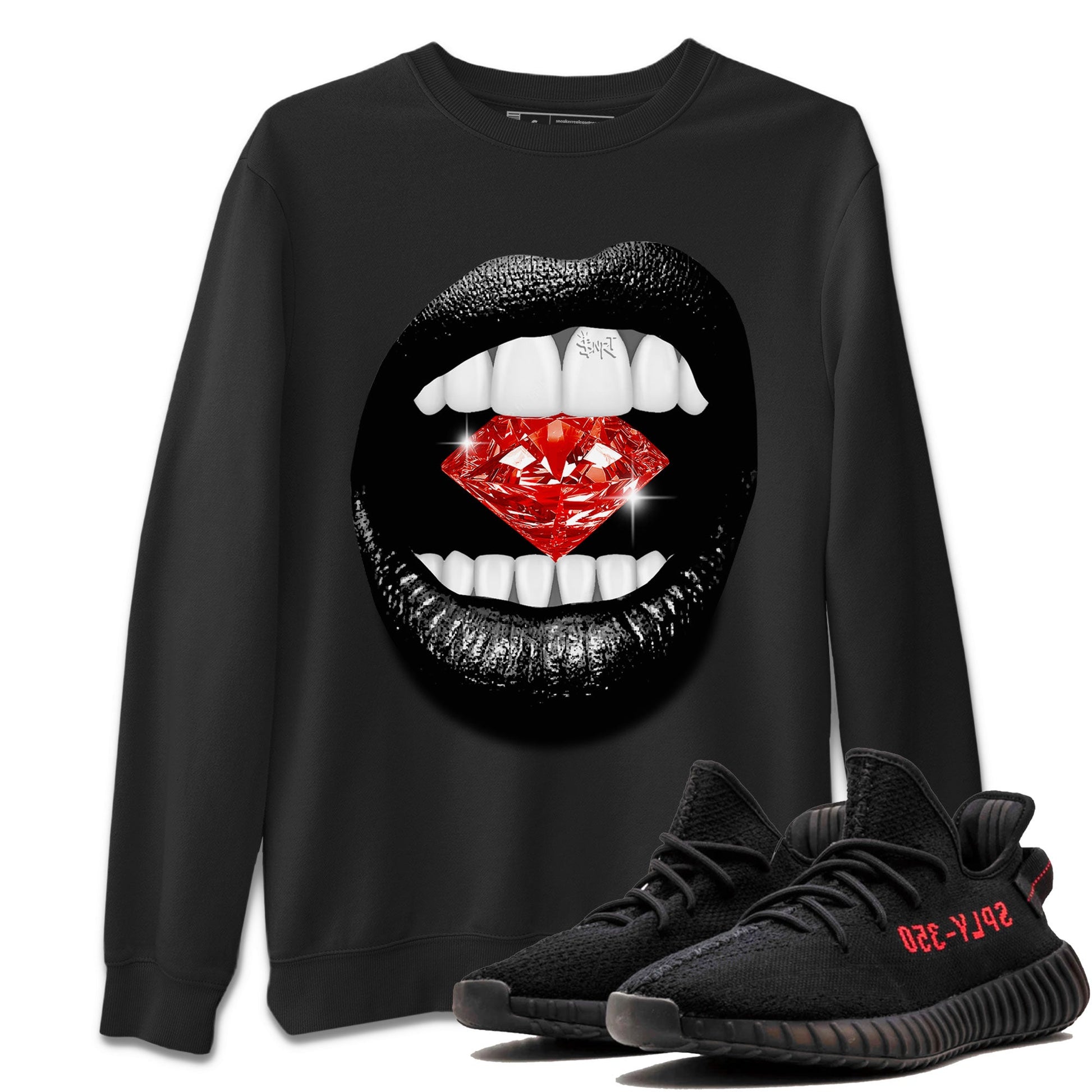 Adidas Yeezy Boost 350 V2 Bred shirt to match jordans Lips Diamond sneaker tees Yeezy 350 Bred SNRT Sneaker Release Tees Unisex Black 1 T-Shirt