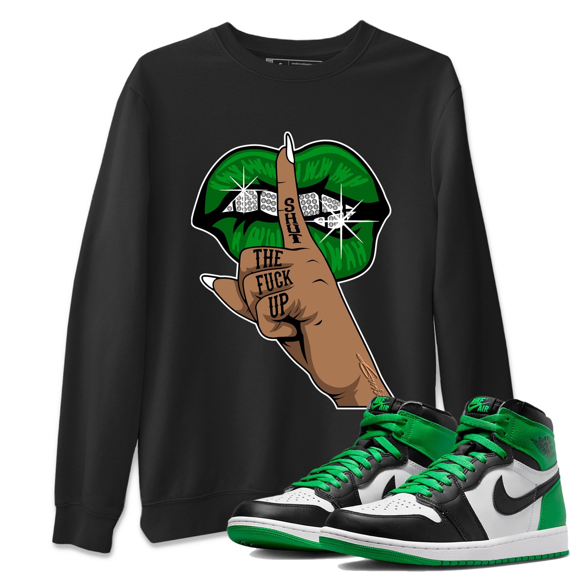 Air Jordan 1 Celtics Sneaker Match Tees Lips Hand Sneaker Tees Air Jordan 1 High OG Celtics Sneaker Release Tees Unisex Shirts Black 1