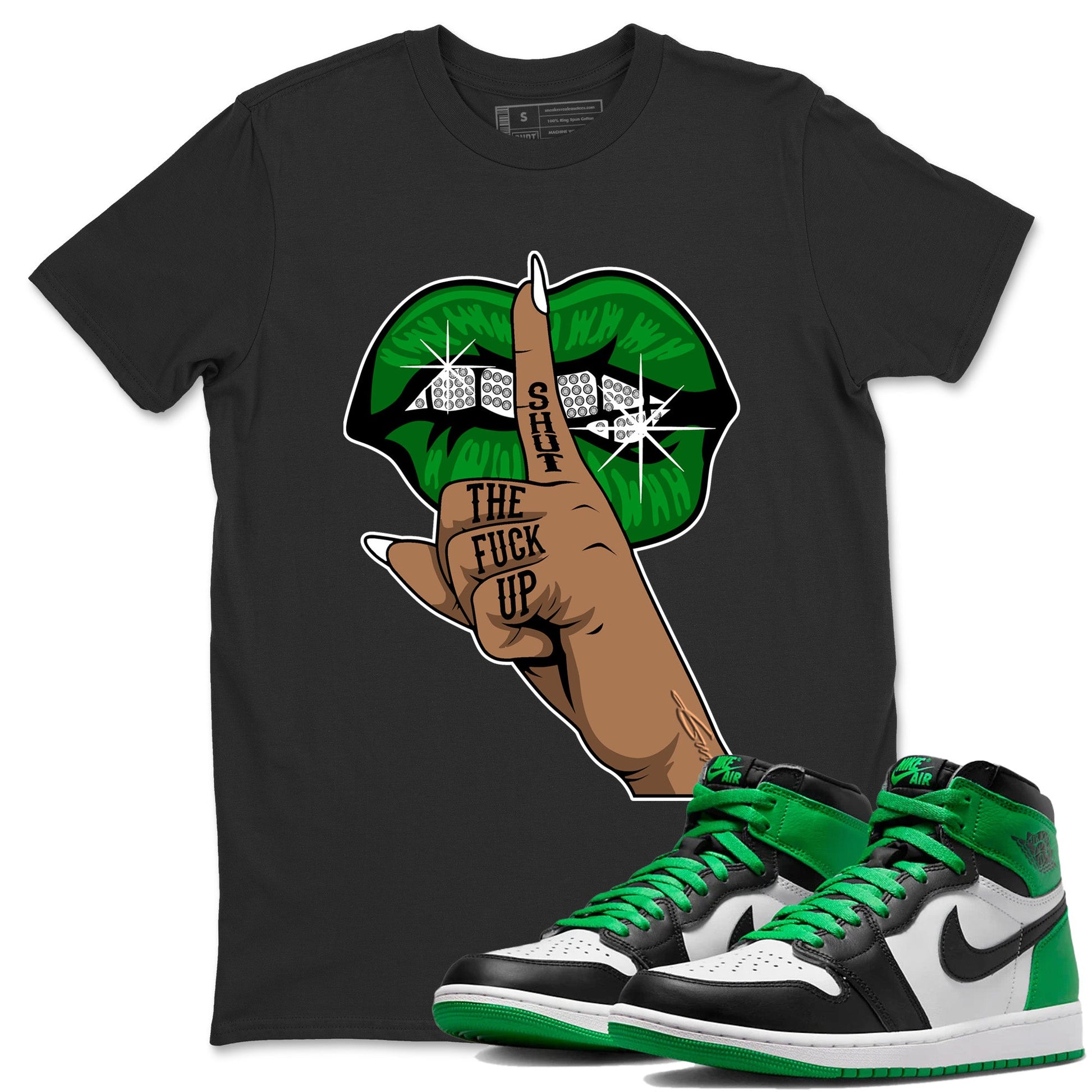 Air Jordan 1 Celtics Sneaker Match Tees Lips Hand Sneaker Tees Air Jordan 1 High OG Celtics Sneaker Release Tees Unisex Shirts Black 1