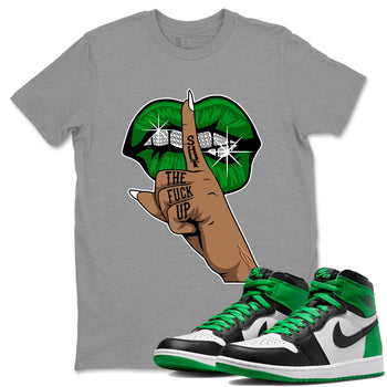 Air Jordan 1 Celtics Sneaker Match Tees Lips Hand Sneaker Tees Air Jordan 1 High OG Celtics Sneaker Release Tees Unisex Shirts Heather Grey 1