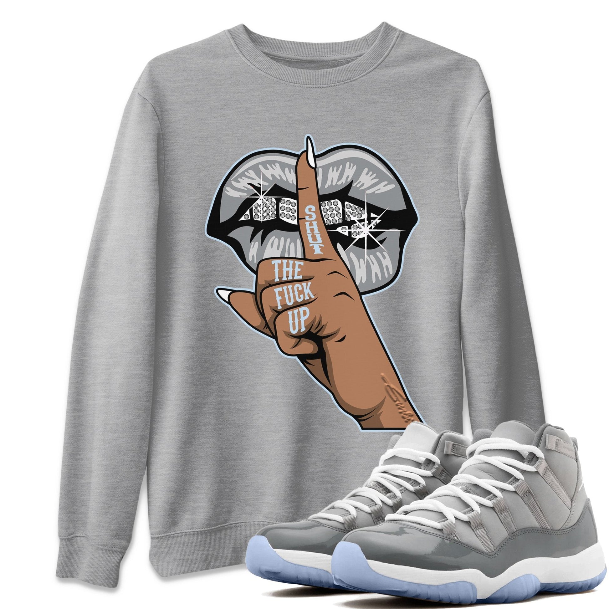 Jordan 11 Cool Grey Sneaker Match Tees Lips Hand Sneaker Tees Jordan 11 Cool Grey Sneaker Release Tees Unisex Shirts