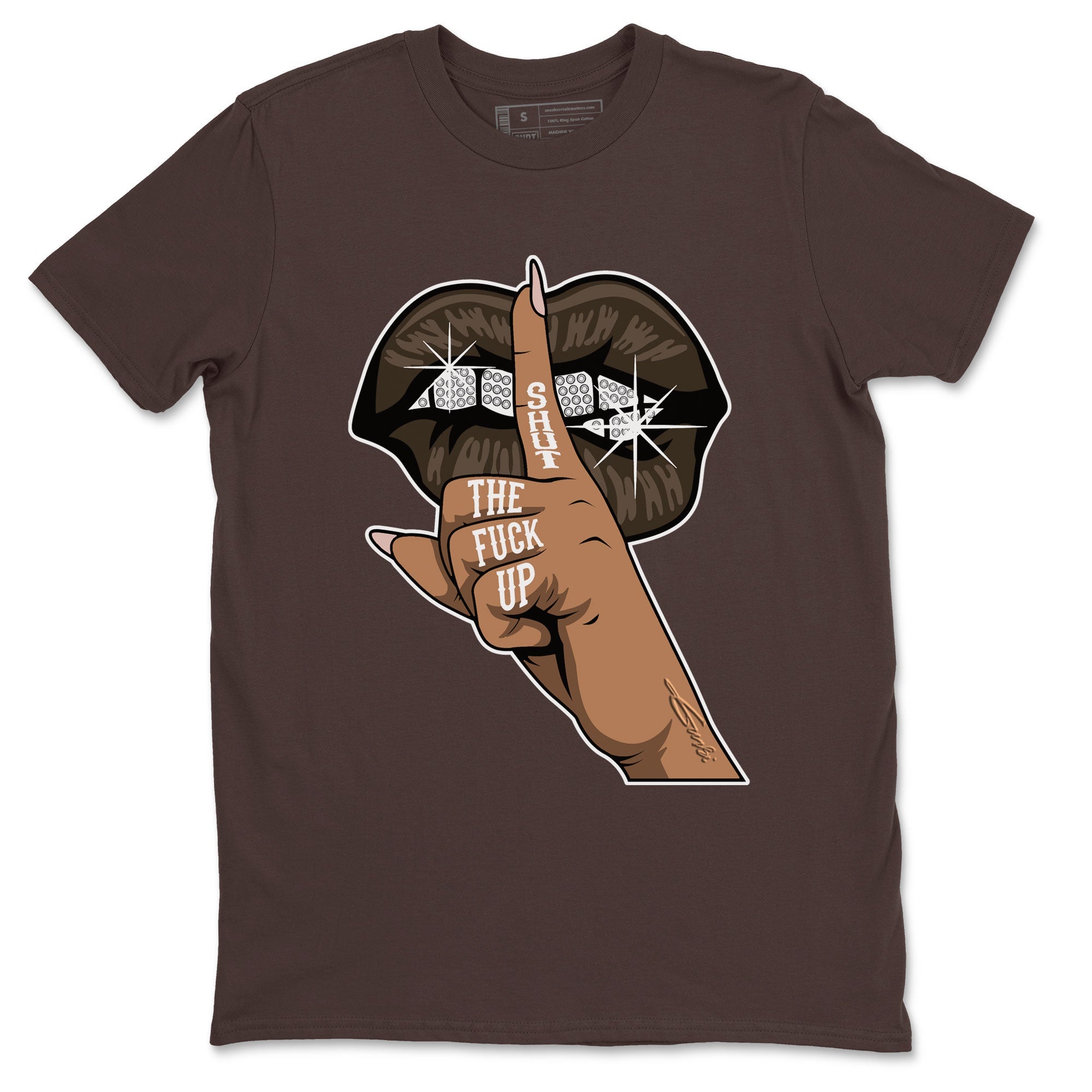 Air Jordan 11 Neapolitan shirt to match jordans Lips Hand special sneaker matching tees Jordan 11 WMNS Neapolitan SNRT sneaker tees Unisex Dark Chocolate 2 T-Shirt