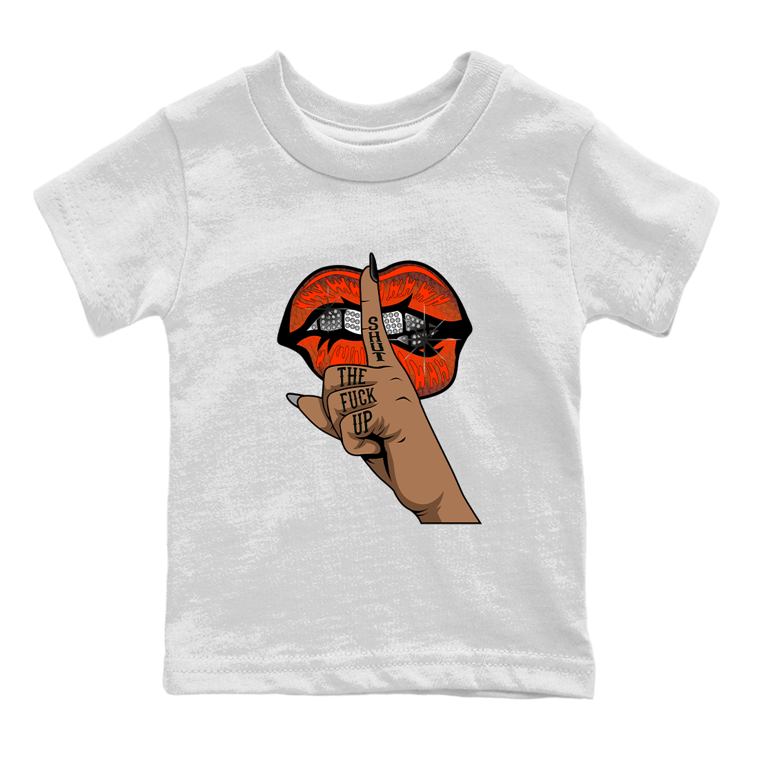 AJ12 Brilliant Orange Sneaker Shirt Lips Hand Sneaker Tees Air Jordan 12 Brilliant Orange Sneaker Release Tees Kids Shirts White 2