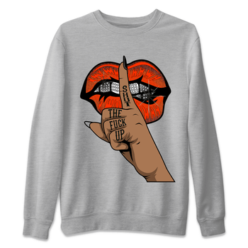 AJ12 Brilliant Orange Sneaker Shirt Lips Hand Sneaker Tees Air Jordan 12 Brilliant Orange Sneaker Release Tees Unisex Shirts Heather Grey 2