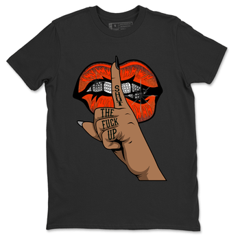 AJ12 Brilliant Orange Sneaker Shirt Lips Hand Sneaker Tees Air Jordan 12 Brilliant Orange Sneaker Release Tees Unisex Shirts Black 2