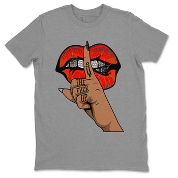 AJ12 Brilliant Orange Sneaker Shirt Lips Hand Sneaker Tees Air Jordan 12 Brilliant Orange Sneaker Release Tees Unisex Shirts Heather Grey 2