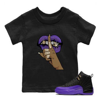 Air Jordan 12 Field Purple Sneaker Match Tees Lips Hand Sneaker Tees Jordan Jordan 12 Lakers Sneaker Release Tees Kids Shirts Black 1